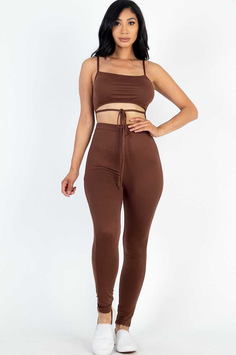 Solid Tie Front Cut Out Jumpsuit